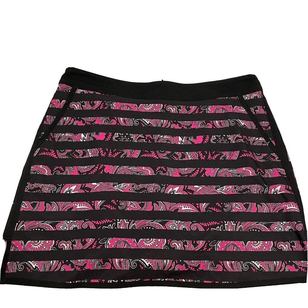 Lady Hagen Activewear Women Sz 10 Floral stripe Golf Tennis Skirt Skort Pull On